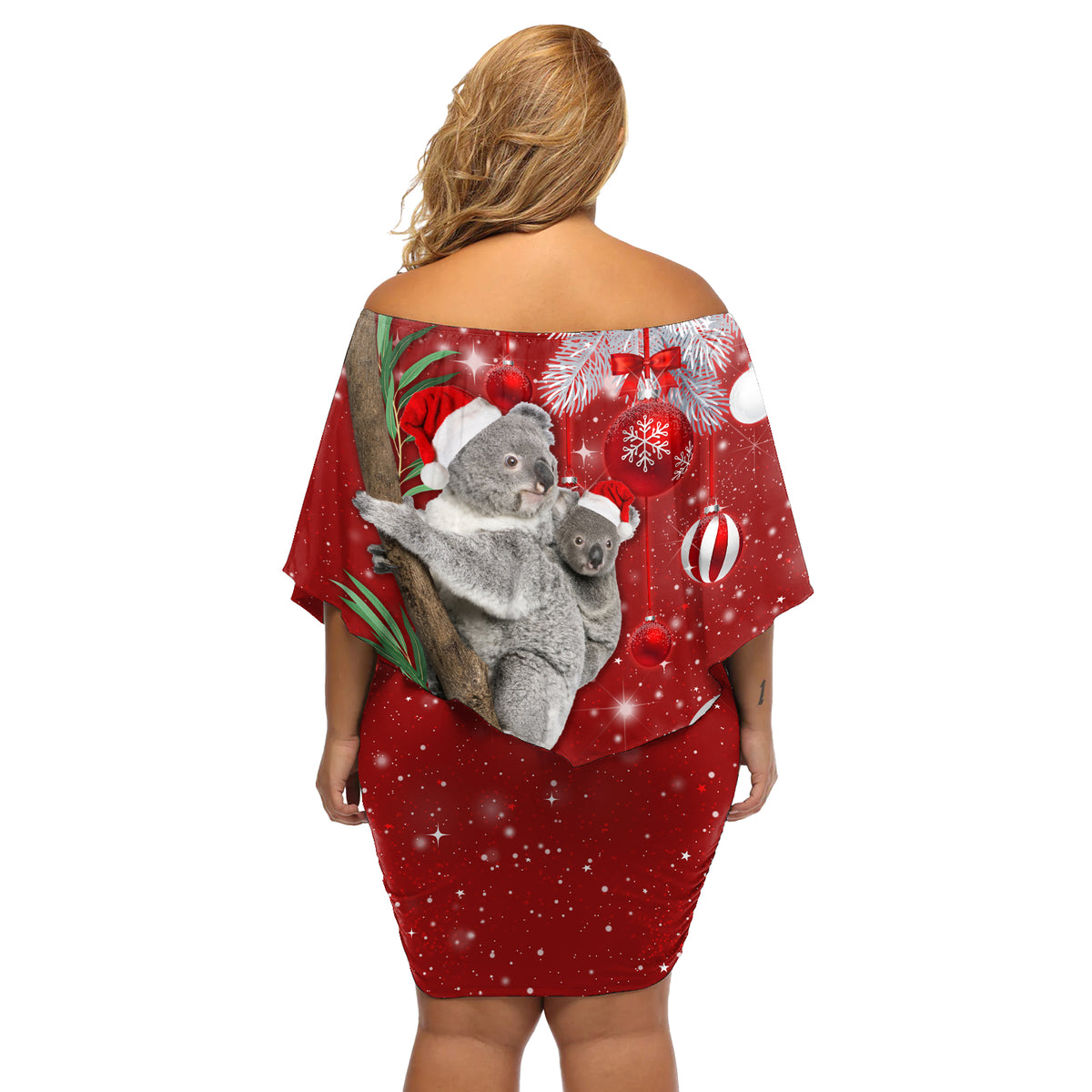 Australia Christmas Off Shoulder Short Dress Santa Koala Ver02 - Wonder Print Shop