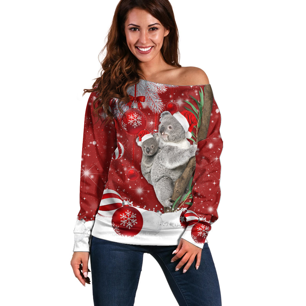 Australia Christmas Off Shoulder Sweater Santa Koala Ver02 - Wonder Print Shop