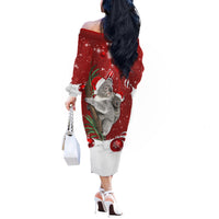 Australia Christmas Off The Shoulder Long Sleeve Dress Santa Koala Ver02 - Wonder Print Shop