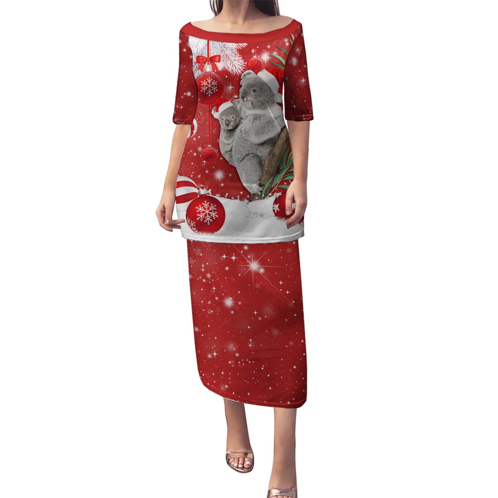 Australia Christmas Puletasi Santa Koala Ver02 - Wonder Print Shop