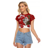 Australia Christmas Raglan Cropped T Shirt Santa Koala Ver02 - Wonder Print Shop