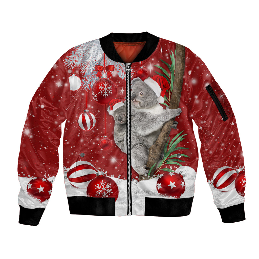 Australia Christmas Sleeve Zip Bomber Jacket Santa Koala Ver02 - Wonder Print Shop