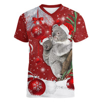 Australia Christmas Women V Neck T Shirt Santa Koala Ver02 - Wonder Print Shop