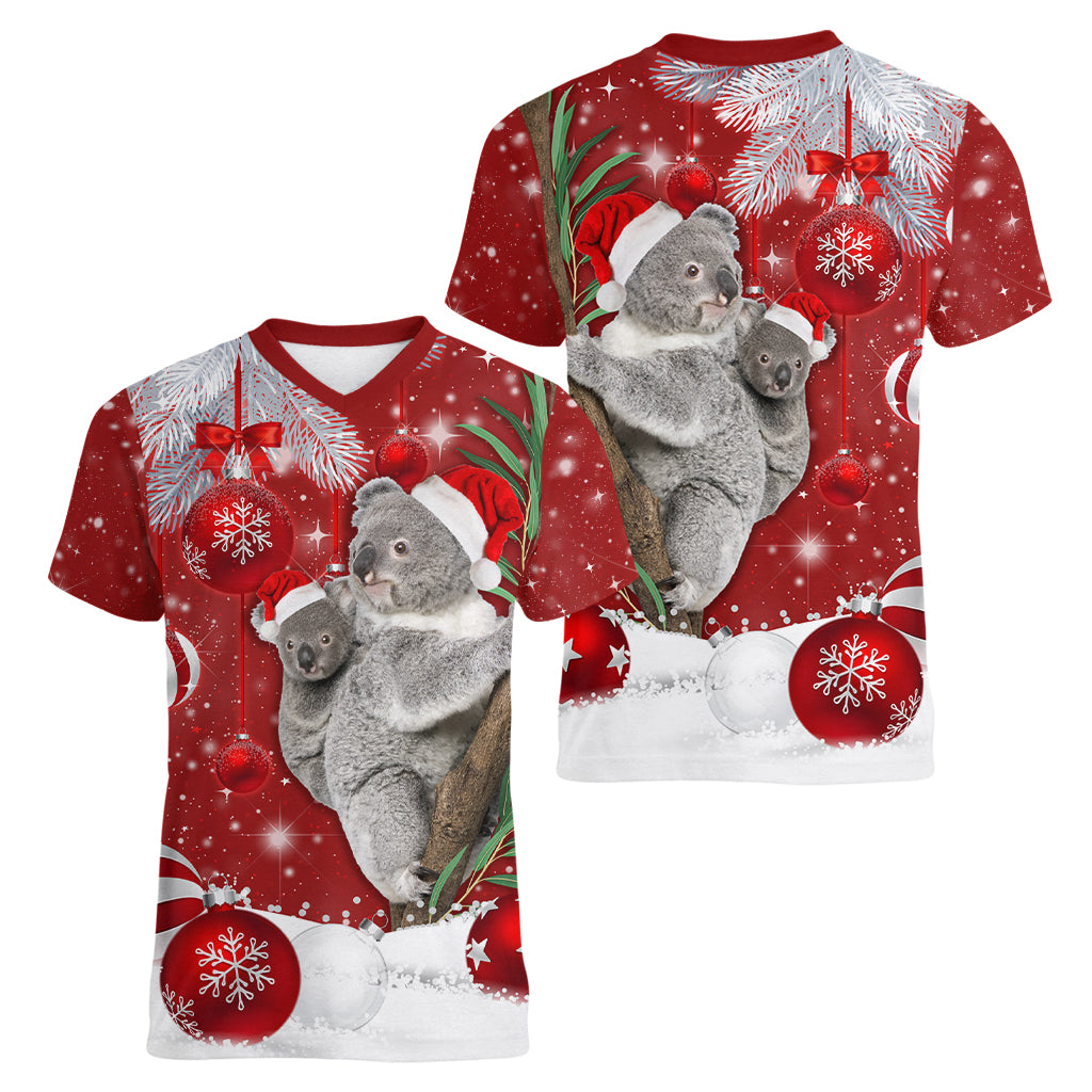 Australia Christmas Women V Neck T Shirt Santa Koala Ver02 - Wonder Print Shop