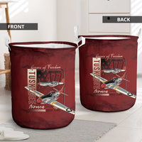 Tuskegee Airmen Spit Fire 477th Laundry Basket Crimson Grunge - Wonder Print Shop