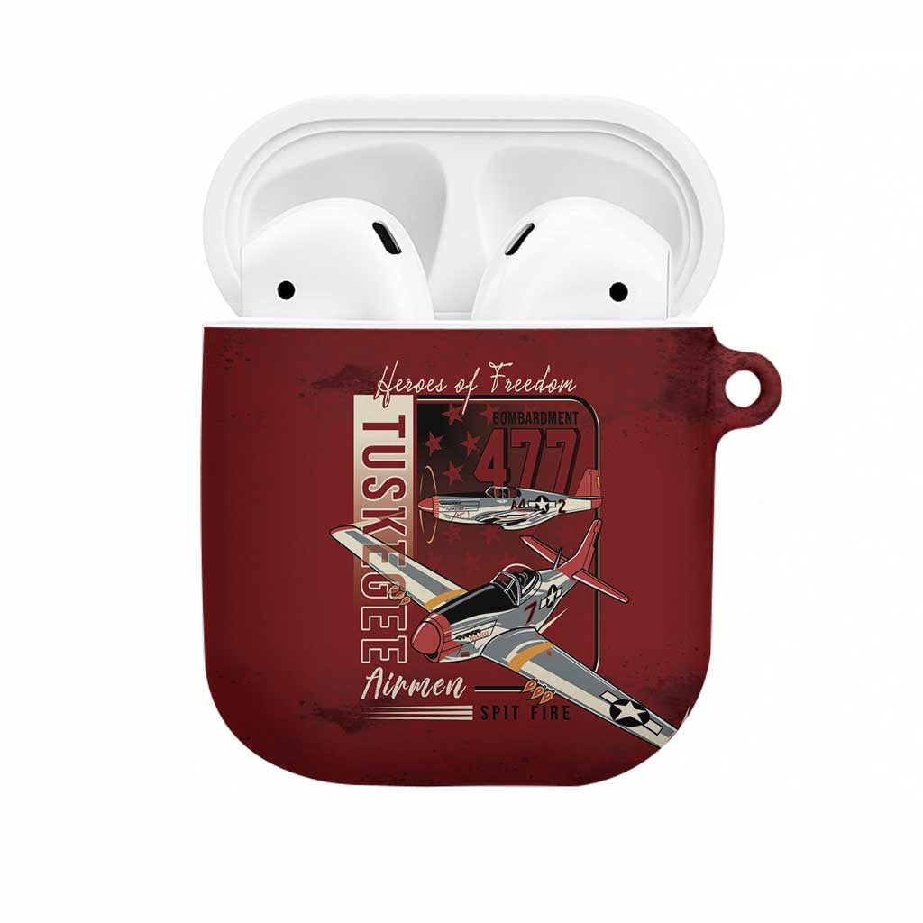 Tuskegee Airmen Spit Fire 477th AirPods Case Crimson Grunge - Wonder Print Shop
