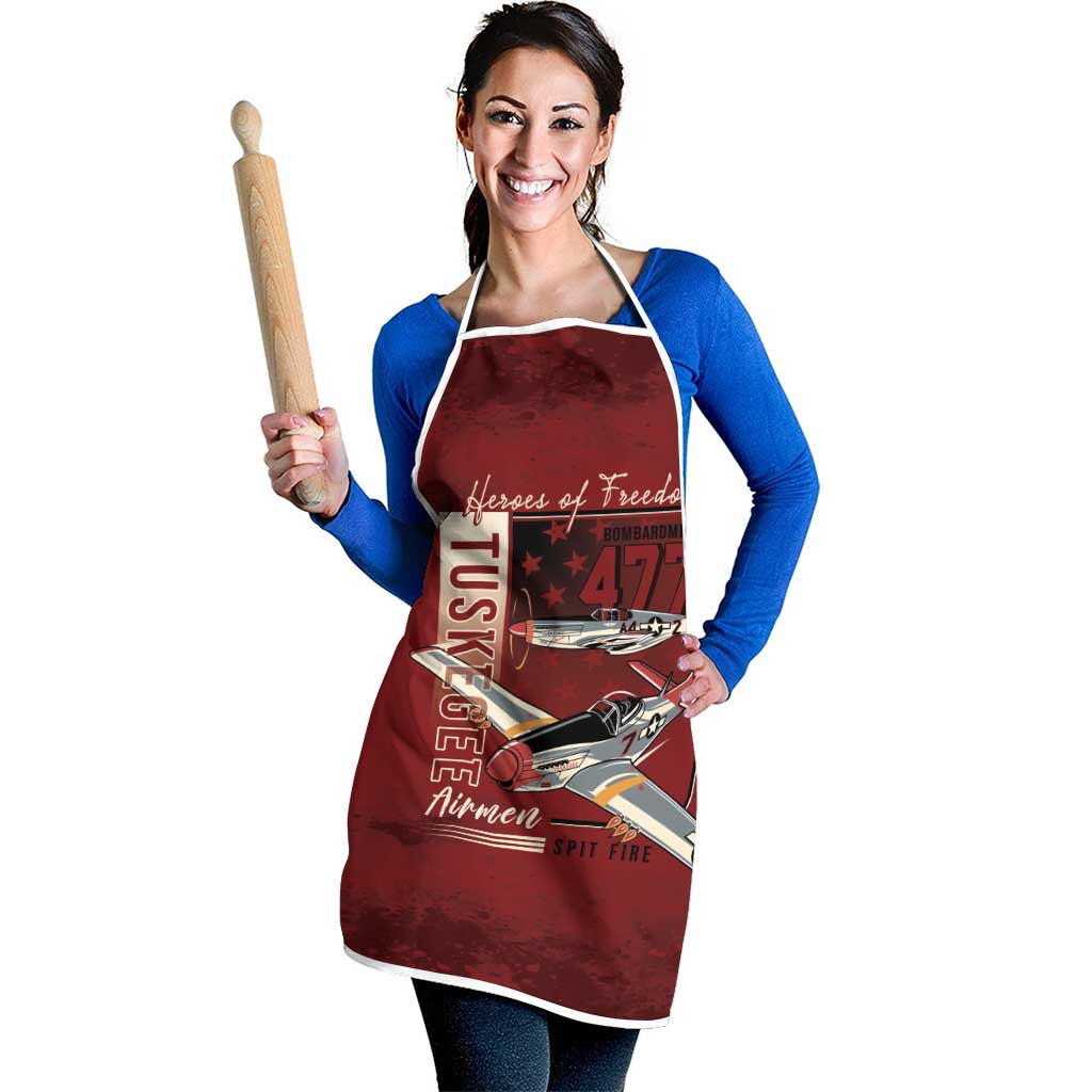 Tuskegee Airmen Spit Fire 477th Apron Crimson Grunge - Wonder Print Shop
