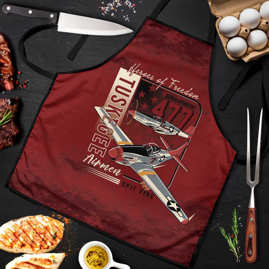 Tuskegee Airmen Spit Fire 477th Apron Crimson Grunge - Wonder Print Shop