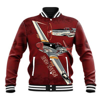 Tuskegee Airmen Spit Fire 477th Baseball Jacket Crimson Grunge - Wonder Print Shop