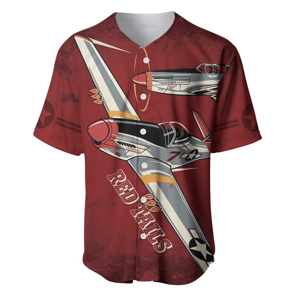 Tuskegee Airmen Spit Fire 477th Baseball Jersey Crimson Grunge - Wonder Print Shop