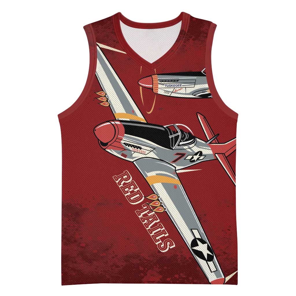 Tuskegee Airmen Spit Fire 477th Basketball Jersey Crimson Grunge - Wonder Print Shop