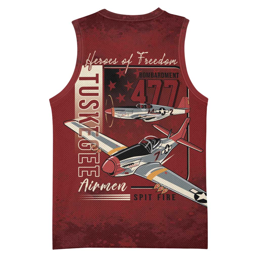 Tuskegee Airmen Spit Fire 477th Basketball Jersey Crimson Grunge - Wonder Print Shop