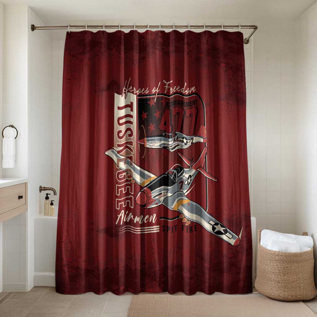 Tuskegee Airmen Spit Fire 477th Bathroom Set Crimson Grunge - Wonder Print Shop