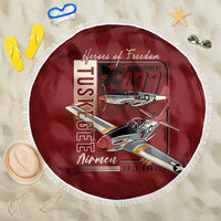 Tuskegee Airmen Spit Fire 477th Beach Blanket Crimson Grunge - Wonder Print Shop