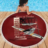 Tuskegee Airmen Spit Fire 477th Beach Blanket Crimson Grunge - Wonder Print Shop
