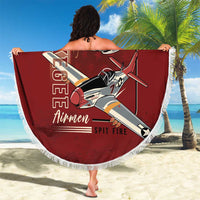 Tuskegee Airmen Spit Fire 477th Beach Blanket Crimson Grunge - Wonder Print Shop
