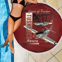 Tuskegee Airmen Spit Fire 477th Beach Blanket Crimson Grunge - Wonder Print Shop
