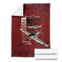 Tuskegee Airmen Spit Fire 477th Blanket Crimson Grunge - Wonder Print Shop