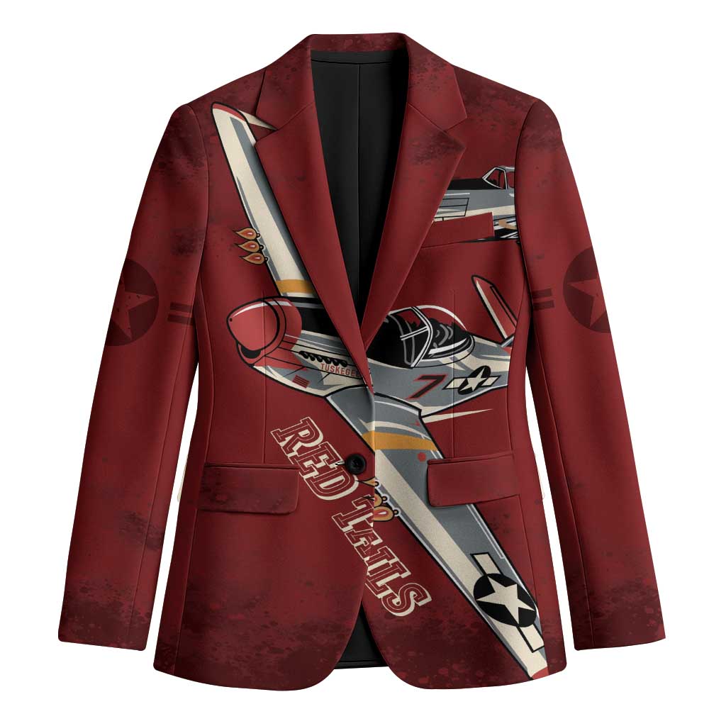 Tuskegee Airmen Spit Fire 477th Blazer Crimson Grunge - Wonder Print Shop