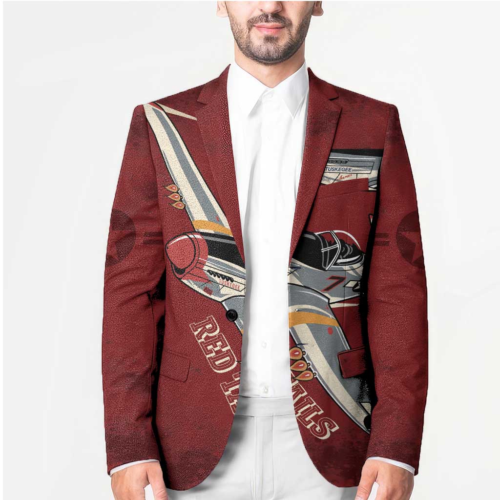 Tuskegee Airmen Spit Fire 477th Blazer Crimson Grunge - Wonder Print Shop