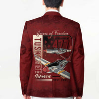 Tuskegee Airmen Spit Fire 477th Blazer Crimson Grunge - Wonder Print Shop