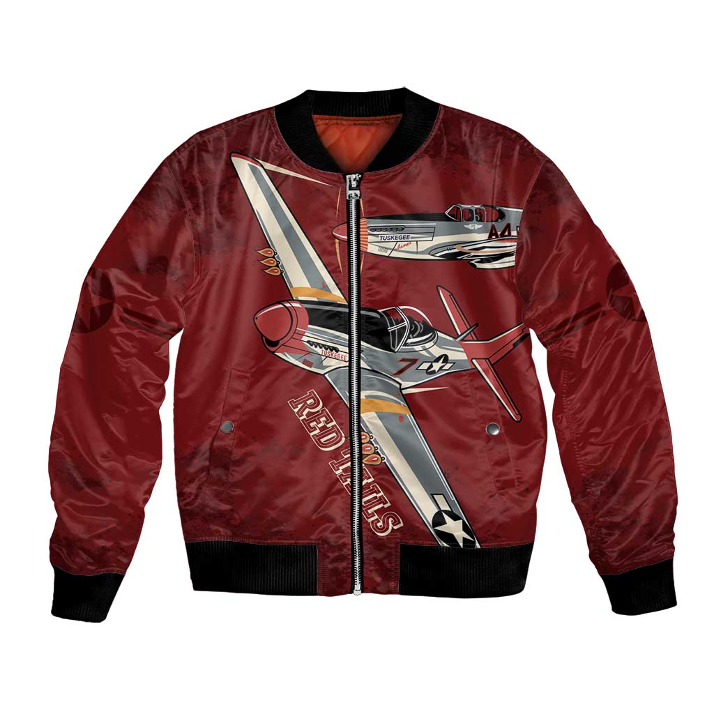 Tuskegee Airmen Spit Fire 477th Bomber Jacket Crimson Grunge - Wonder Print Shop