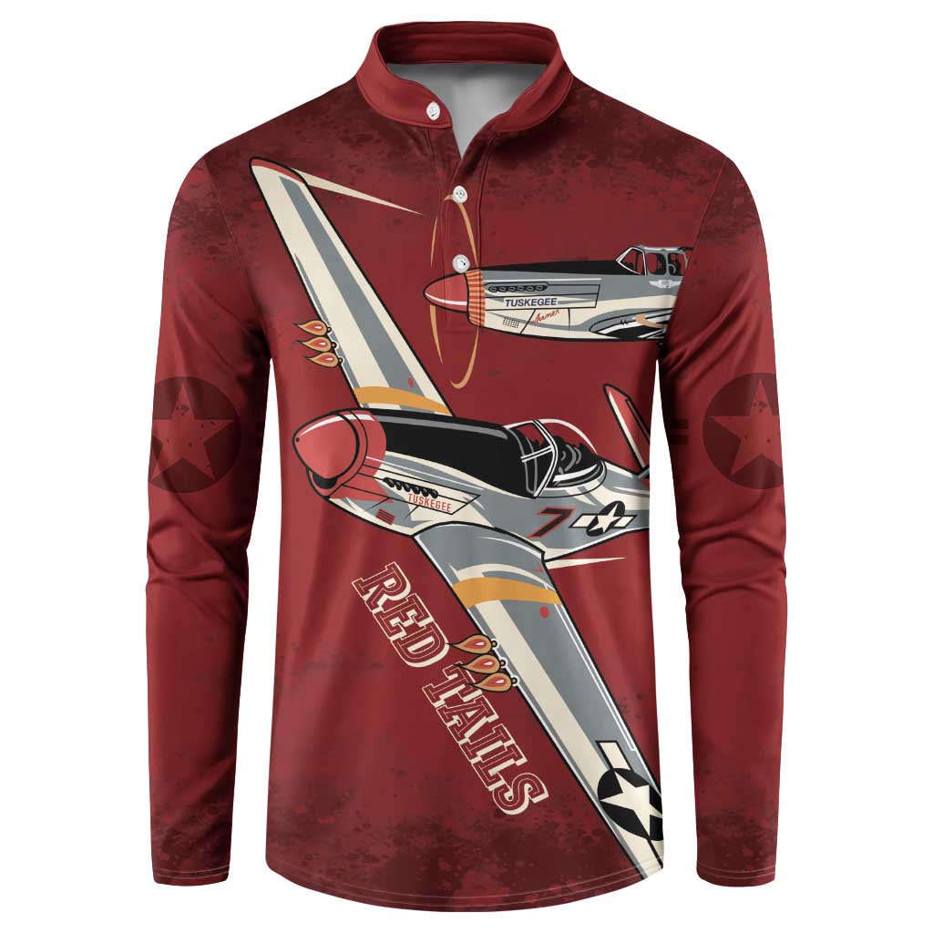 Tuskegee Airmen Spit Fire 477th Button Sweatshirt Crimson Grunge - Wonder Print Shop