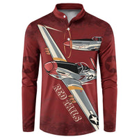 Tuskegee Airmen Spit Fire 477th Button Sweatshirt Crimson Grunge - Wonder Print Shop