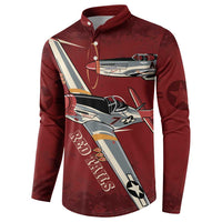 Tuskegee Airmen Spit Fire 477th Button Sweatshirt Crimson Grunge - Wonder Print Shop