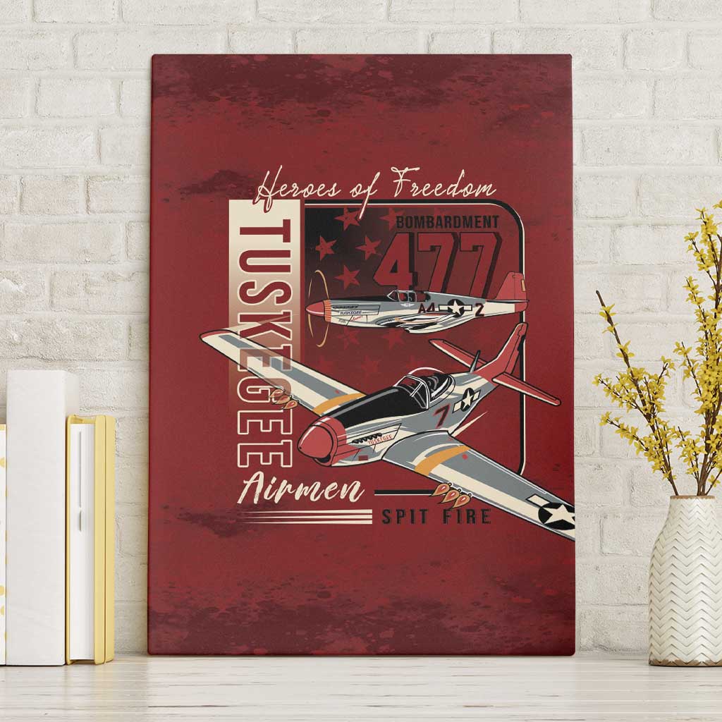 Tuskegee Airmen Spit Fire 477th Canvas Wall Art Crimson Grunge - Wonder Print Shop
