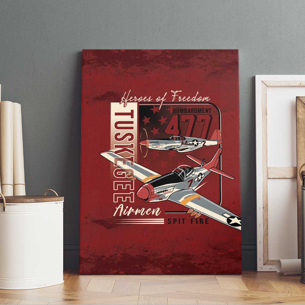 Tuskegee Airmen Spit Fire 477th Canvas Wall Art Crimson Grunge - Wonder Print Shop