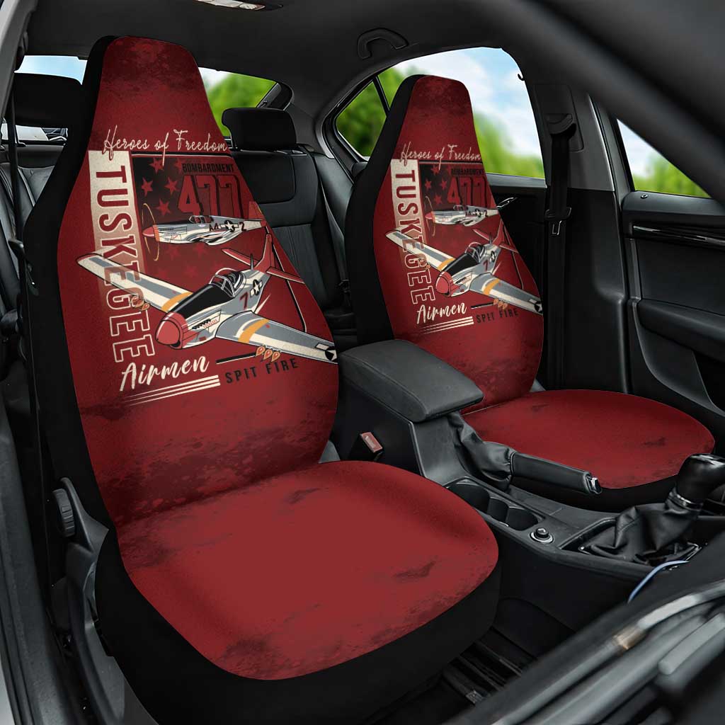 Tuskegee Airmen Spit Fire 477th Car Seat Cover Crimson Grunge - Wonder Print Shop