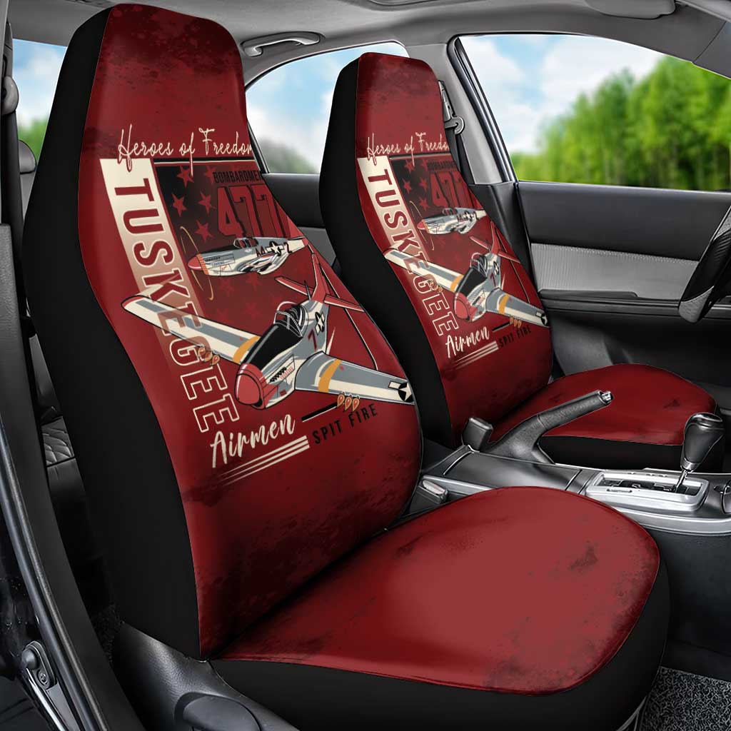 Tuskegee Airmen Spit Fire 477th Car Seat Cover Crimson Grunge - Wonder Print Shop