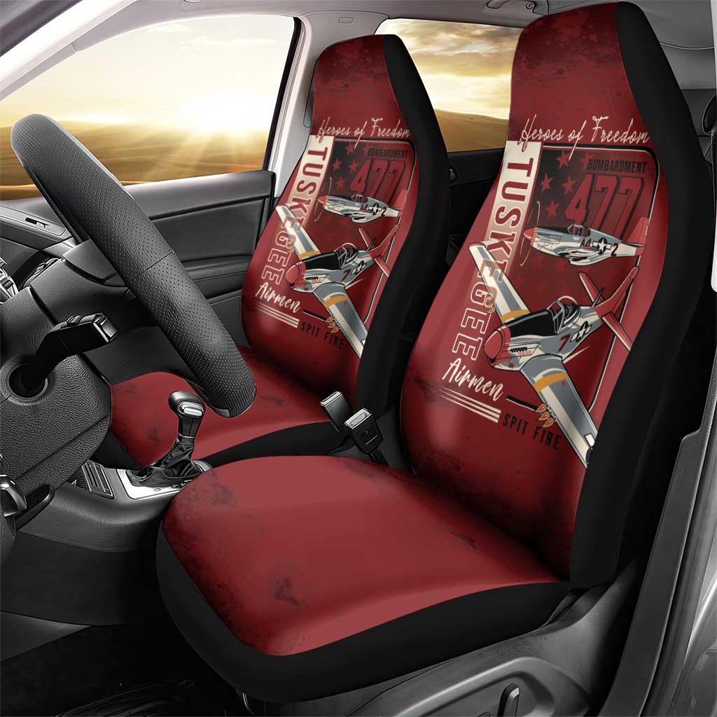 Tuskegee Airmen Spit Fire 477th Car Seat Cover Crimson Grunge - Wonder Print Shop