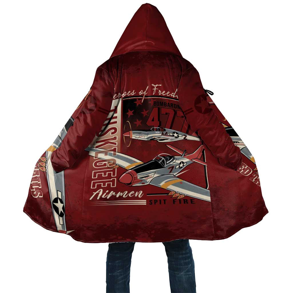 Tuskegee Airmen Spit Fire 477th Cloak Crimson Grunge - Wonder Print Shop