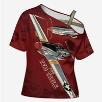 Tuskegee Airmen Spit Fire 477th Cross Shoulder Shirt Crimson Grunge - Wonder Print Shop