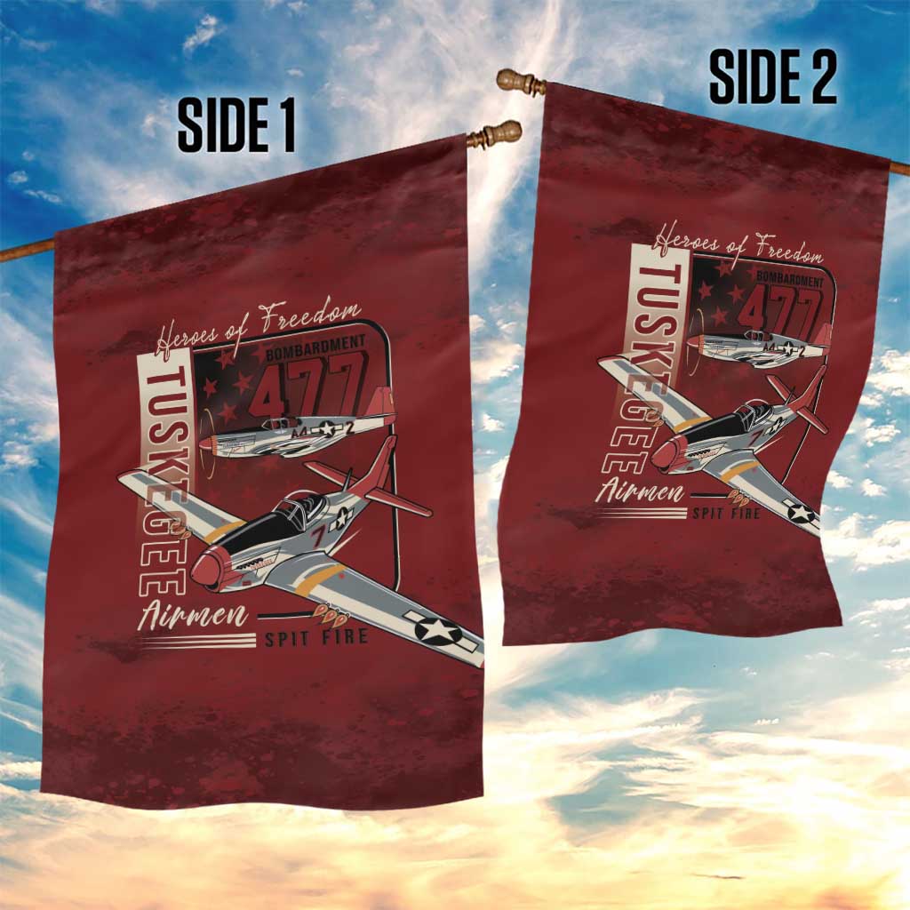Tuskegee Airmen Spit Fire 477th Garden Flag Crimson Grunge - Wonder Print Shop