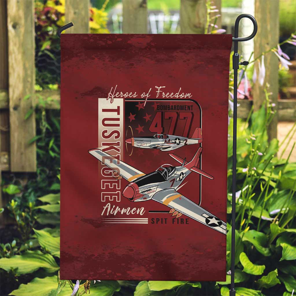 Tuskegee Airmen Spit Fire 477th Garden Flag Crimson Grunge - Wonder Print Shop