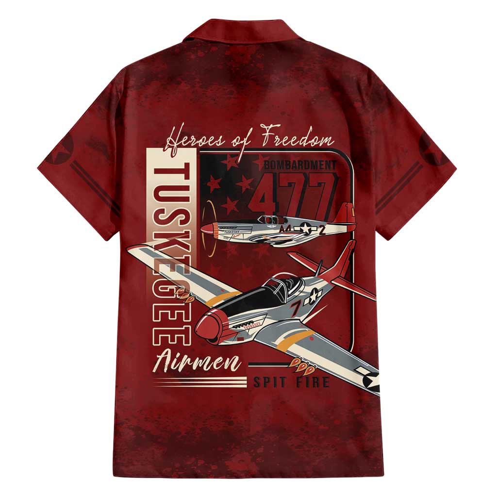 Tuskegee Airmen Spit Fire 477th Hawaiian Shirt Crimson Grunge - Wonder Print Shop