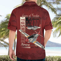 Tuskegee Airmen Spit Fire 477th Hawaiian Shirt Crimson Grunge - Wonder Print Shop
