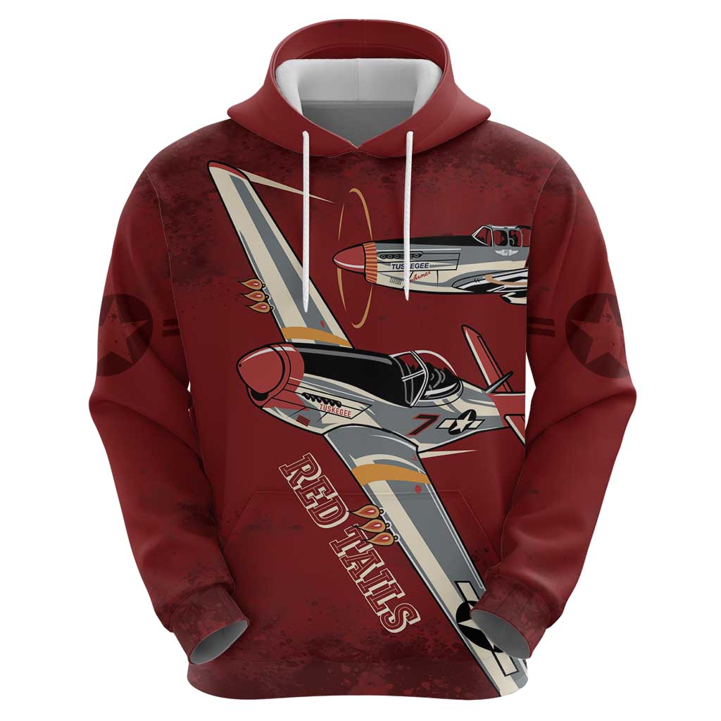 Tuskegee Airmen Spit Fire 477th Hoodie Crimson Grunge - Wonder Print Shop