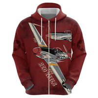 Tuskegee Airmen Spit Fire 477th Hoodie Crimson Grunge - Wonder Print Shop