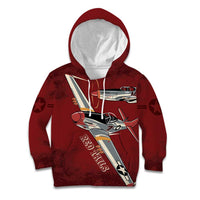 Tuskegee Airmen Spit Fire 477th Kid Hoodie Crimson Grunge - Wonder Print Shop