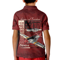 Tuskegee Airmen Spit Fire 477th Kid Polo Shirt Crimson Grunge - Wonder Print Shop