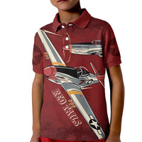 Tuskegee Airmen Spit Fire 477th Kid Polo Shirt Crimson Grunge - Wonder Print Shop