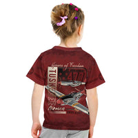 Tuskegee Airmen Spit Fire 477th Kid T Shirt Crimson Grunge - Wonder Print Shop