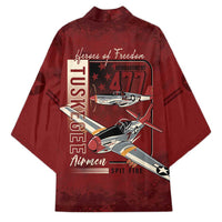 Tuskegee Airmen Spit Fire 477th Kimono Crimson Grunge - Wonder Print Shop
