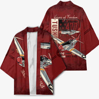 Tuskegee Airmen Spit Fire 477th Kimono Crimson Grunge - Wonder Print Shop