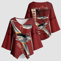 Tuskegee Airmen Spit Fire 477th Kimono Sleeve Blouse Crimson Grunge - Wonder Print Shop