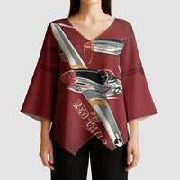 Tuskegee Airmen Spit Fire 477th Kimono Sleeve Blouse Crimson Grunge - Wonder Print Shop